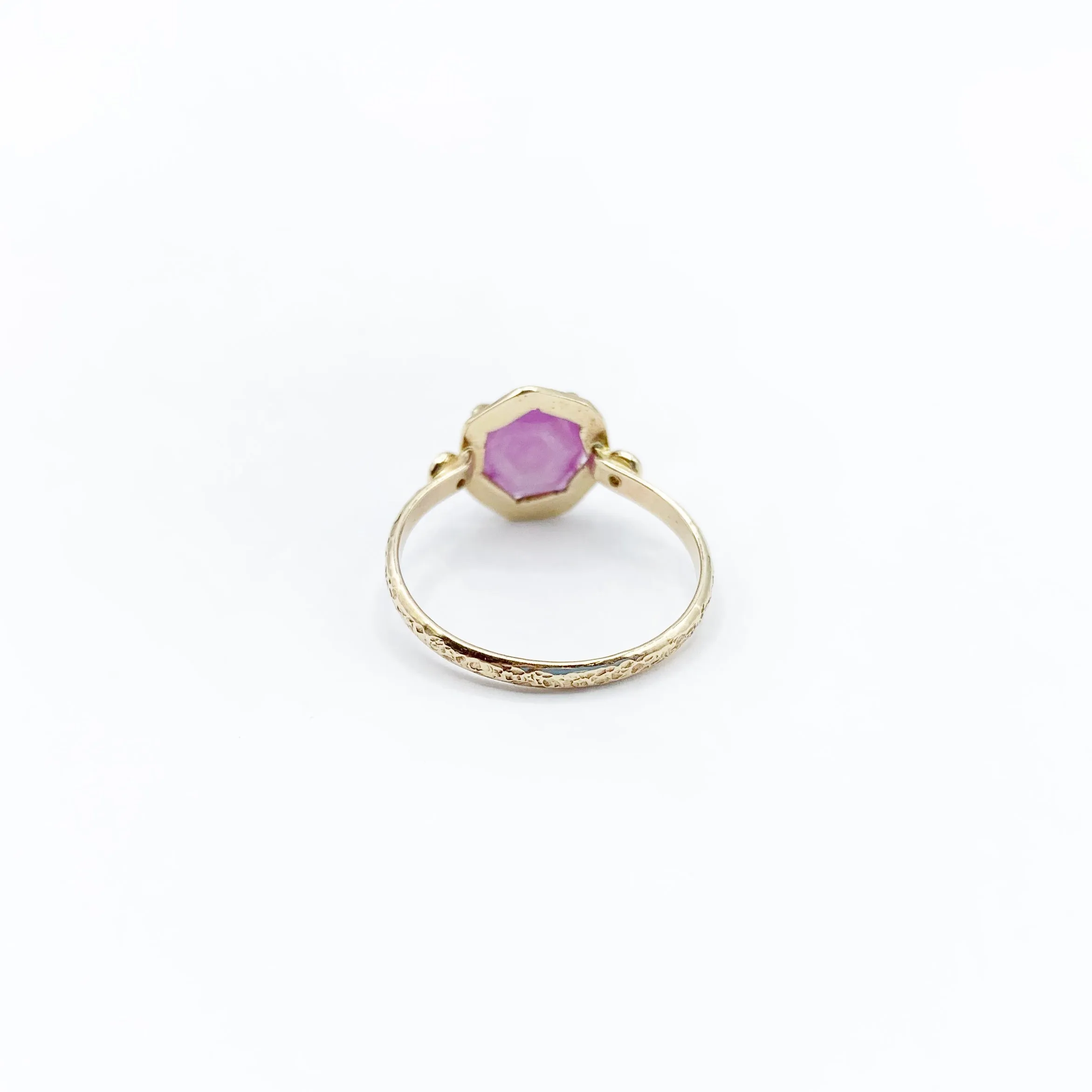 Soft Ruby Delicately Set in Gold