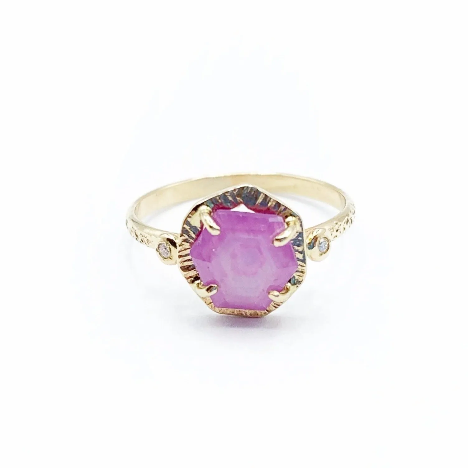 Soft Ruby Delicately Set in Gold