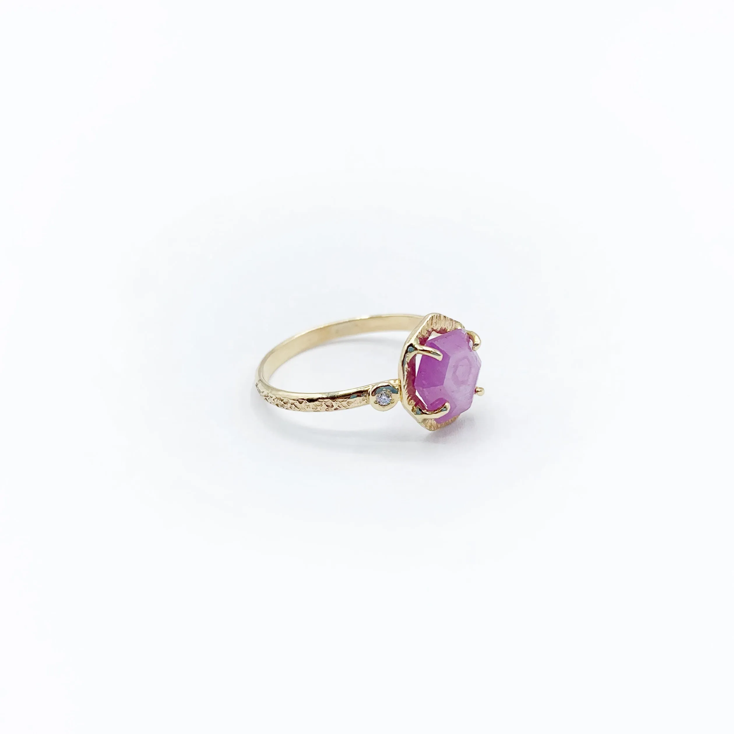 Soft Ruby Delicately Set in Gold