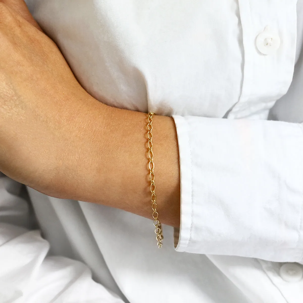 Soleil Collection 3mm Oval Trace Bracelet | 9K Yellow Gold