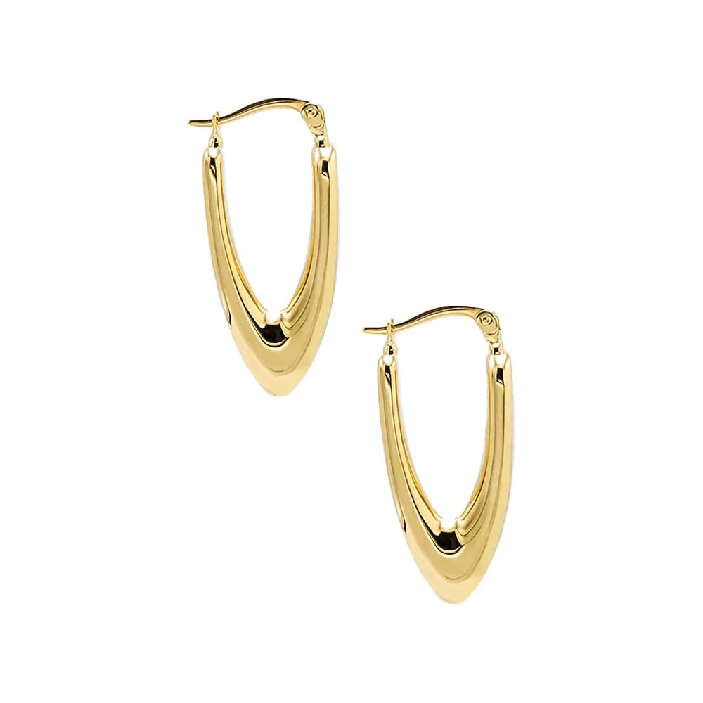 Solid Thin Graduated Hoop Earring 14K