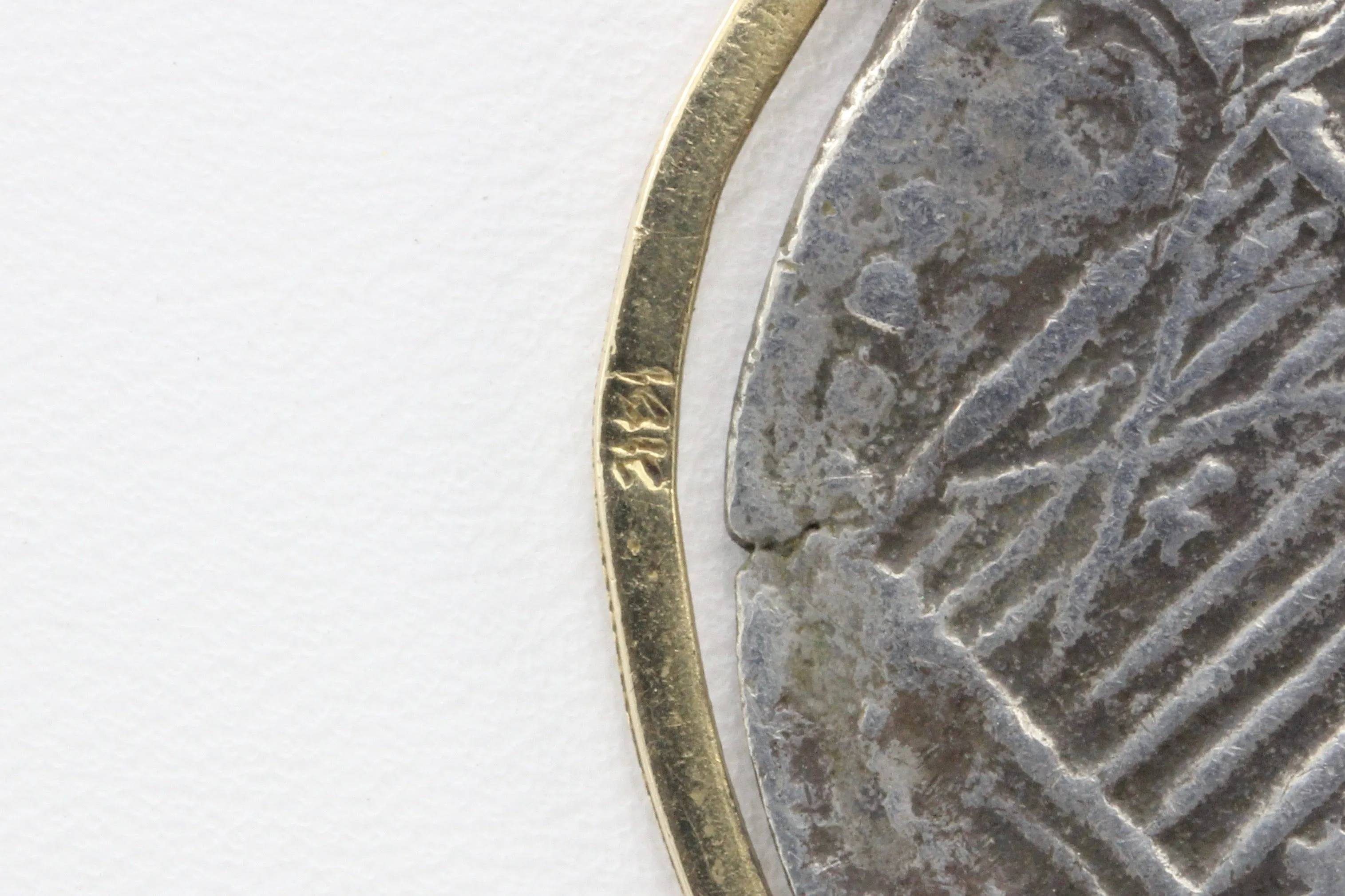 Spanish Silver 8 Reales / Piece of 8 in 14K Gold Bezel Pendant