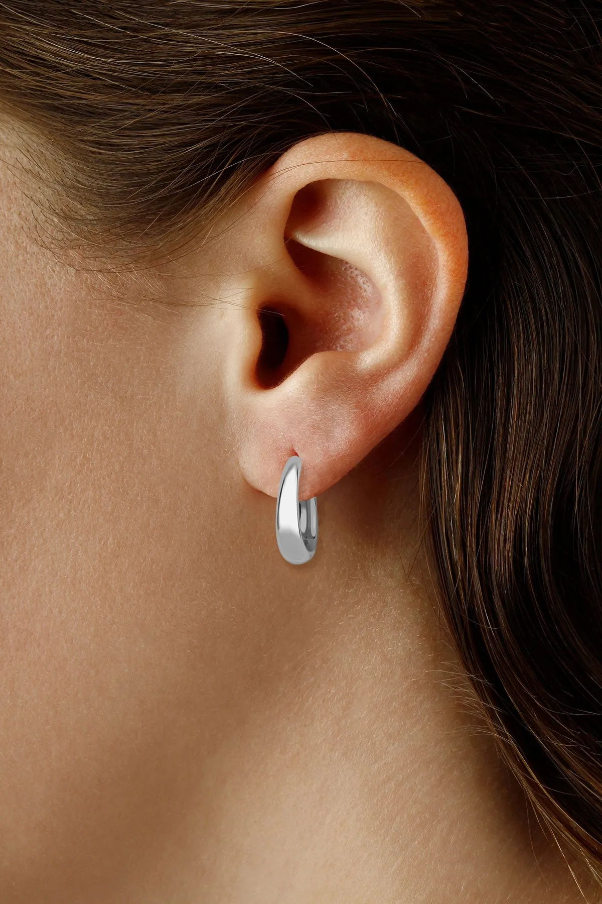 SS 27x6.5mm Hollow J Hoop Earrings