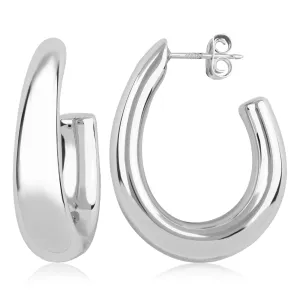 SS 27x6.5mm Hollow J Hoop Earrings