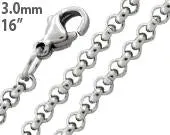 Stainless Steel 16" Round Rollo Chain Necklace 3.0 MM