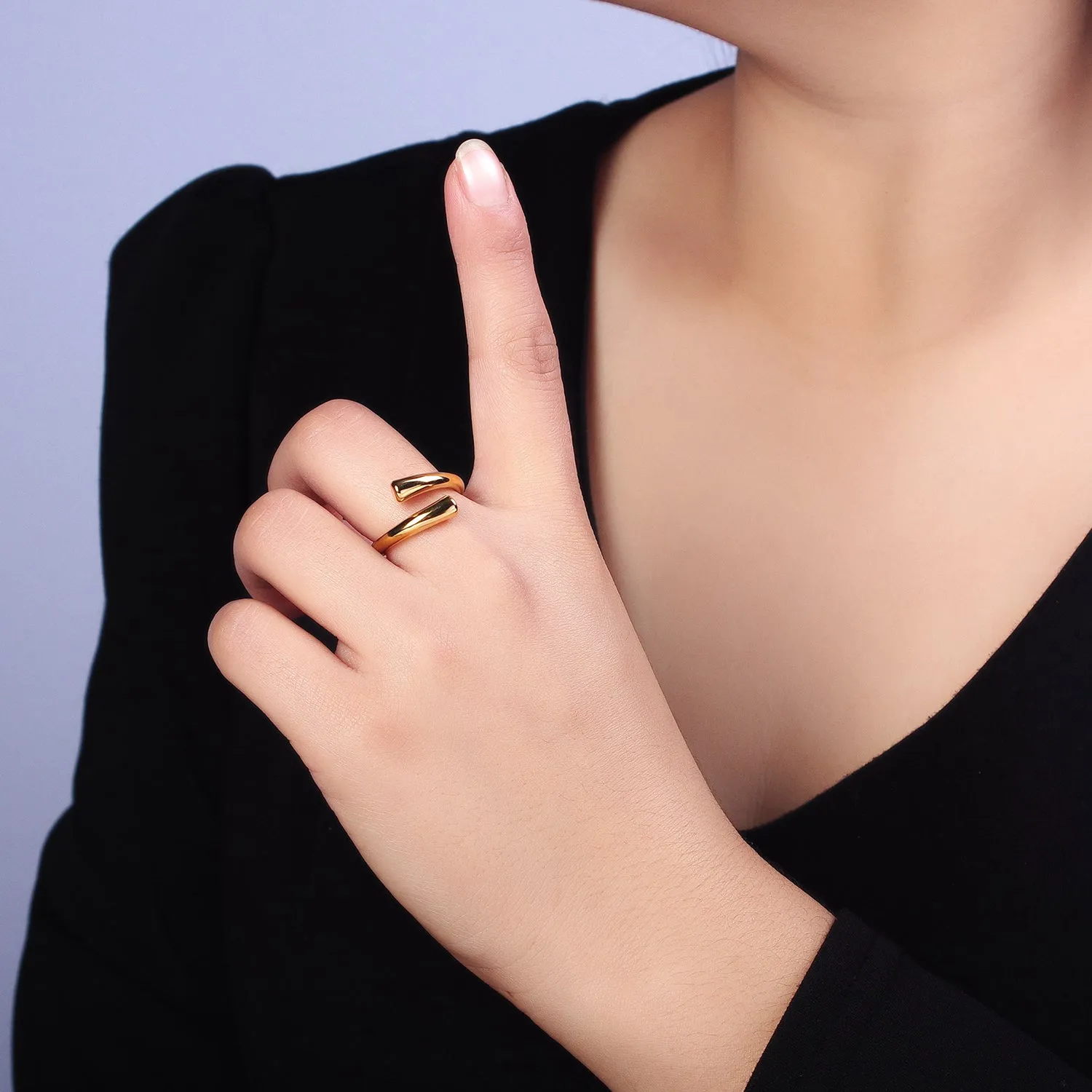 Stainless Steel Geometric Claw Minimalist Open Band Ring in Gold & Silver | O-1757~O-1764