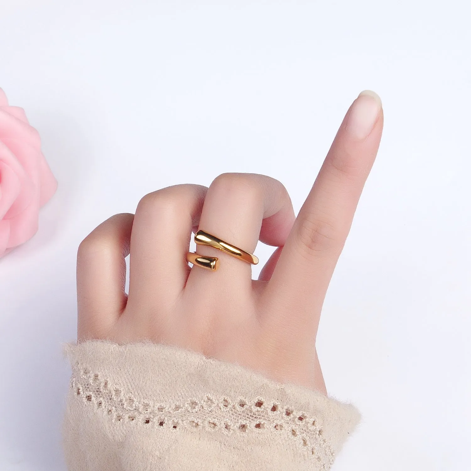 Stainless Steel Geometric Claw Minimalist Open Band Ring in Gold & Silver | O-1757~O-1764
