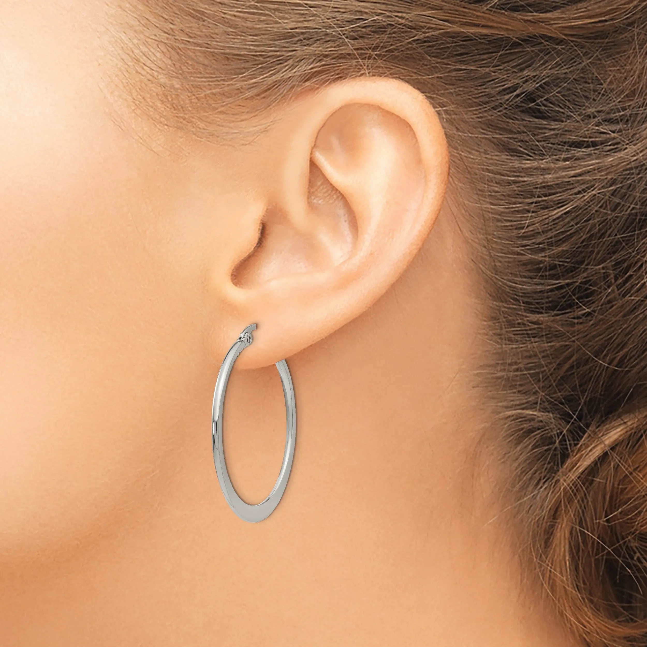 Stainless Steel Hoop Earrings 34MM Diameter