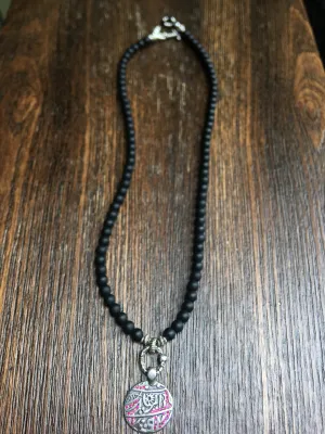 Sterling Coin Necklace With Red Sapphires