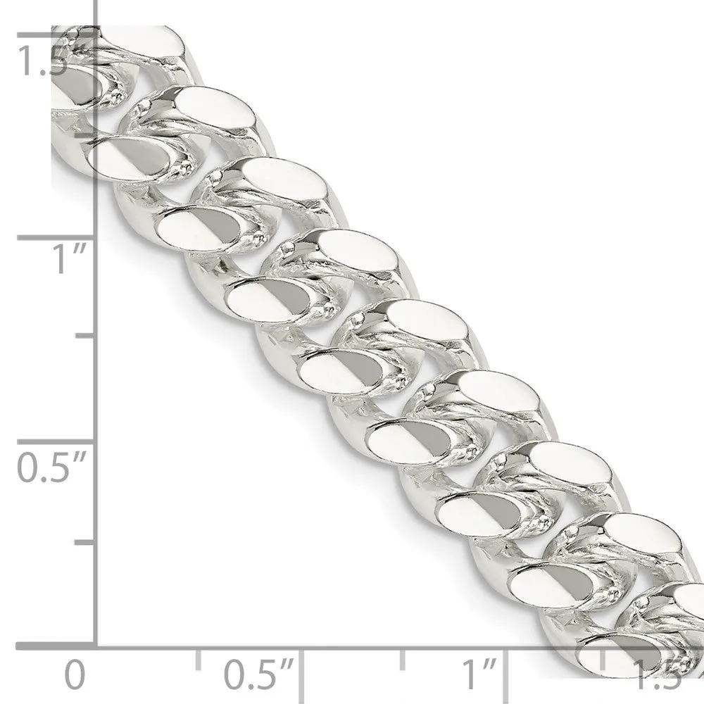 Sterling Silver 10.5mm Polished Domed Curb Chain