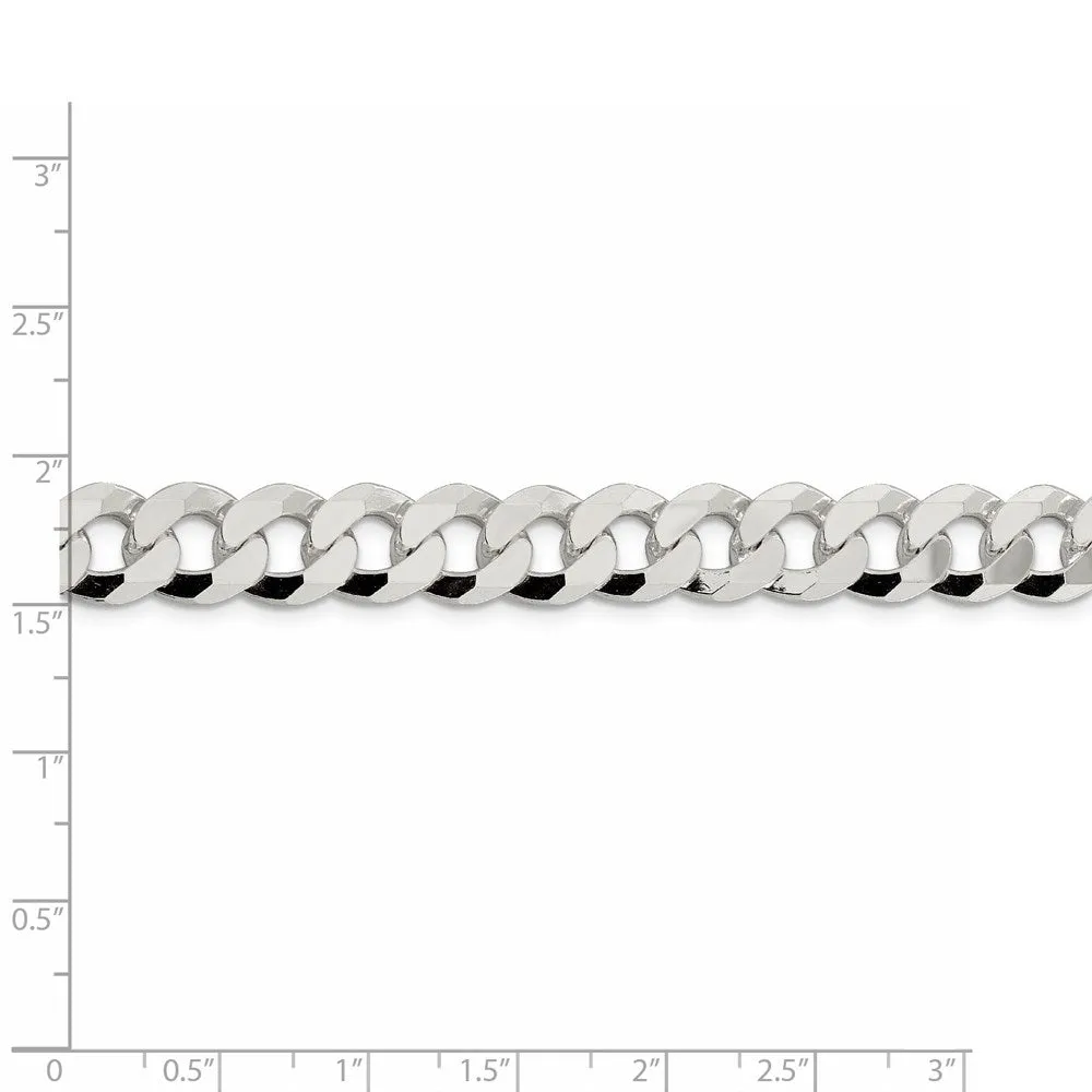 Sterling Silver 10.6mm Beveled Curb Chain