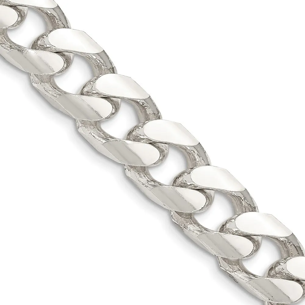 Sterling Silver 11mm Domed w/ Side Dimond-cut Curb Chain