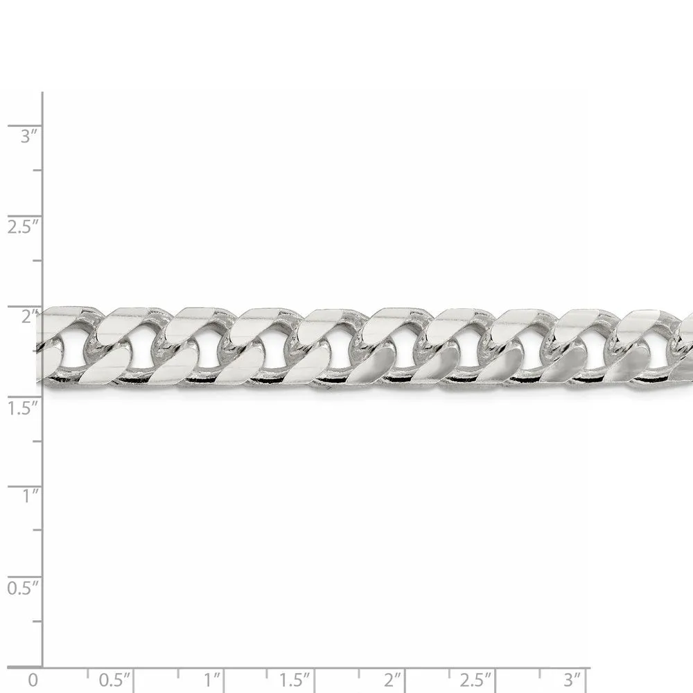 Sterling Silver 11mm Domed w/ Side Dimond-cut Curb Chain