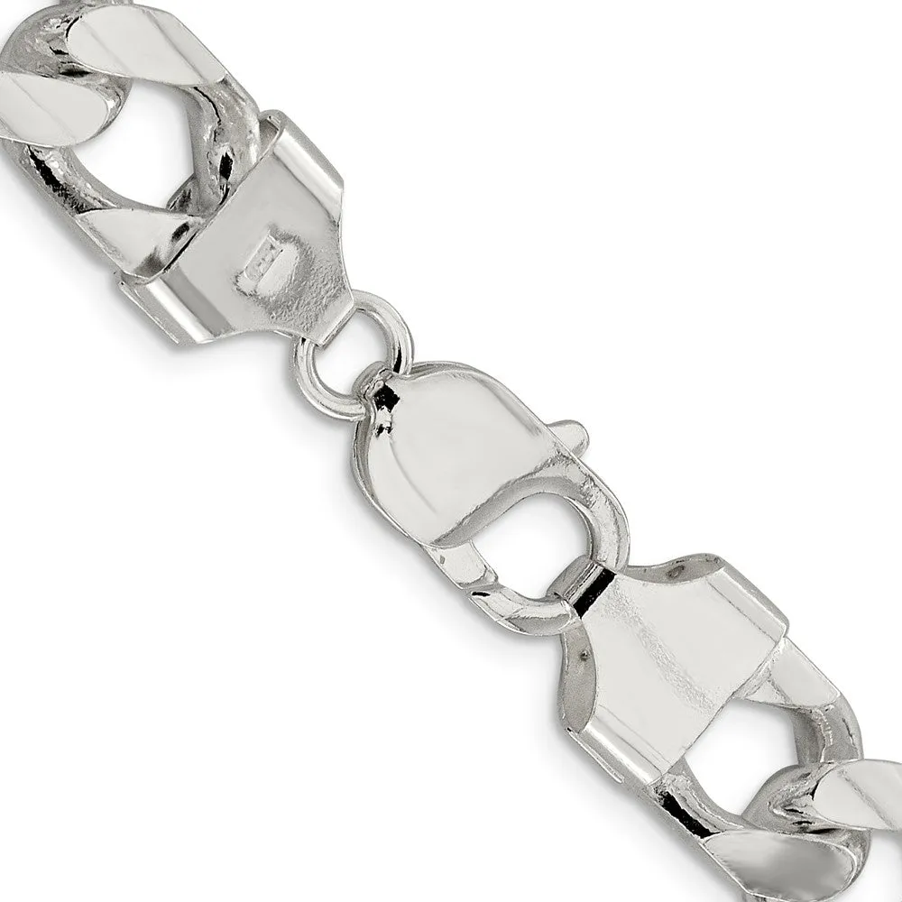 Sterling Silver 11mm Domed w/ Side Dimond-cut Curb Chain