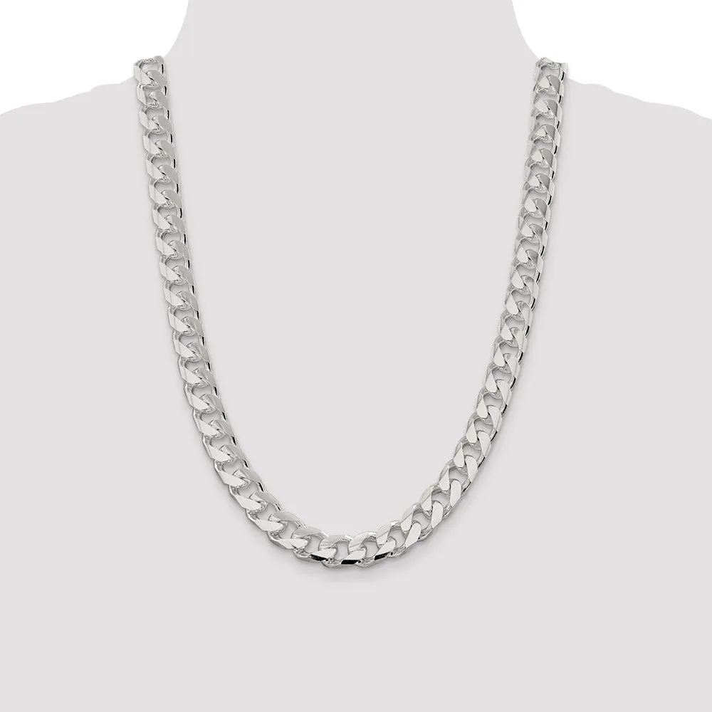 Sterling Silver 11mm Domed w/ Side Dimond-cut Curb Chain