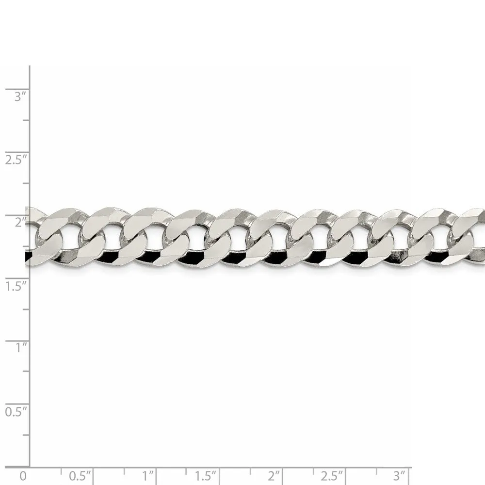 Sterling Silver 12.3mm Beveled Curb Chain