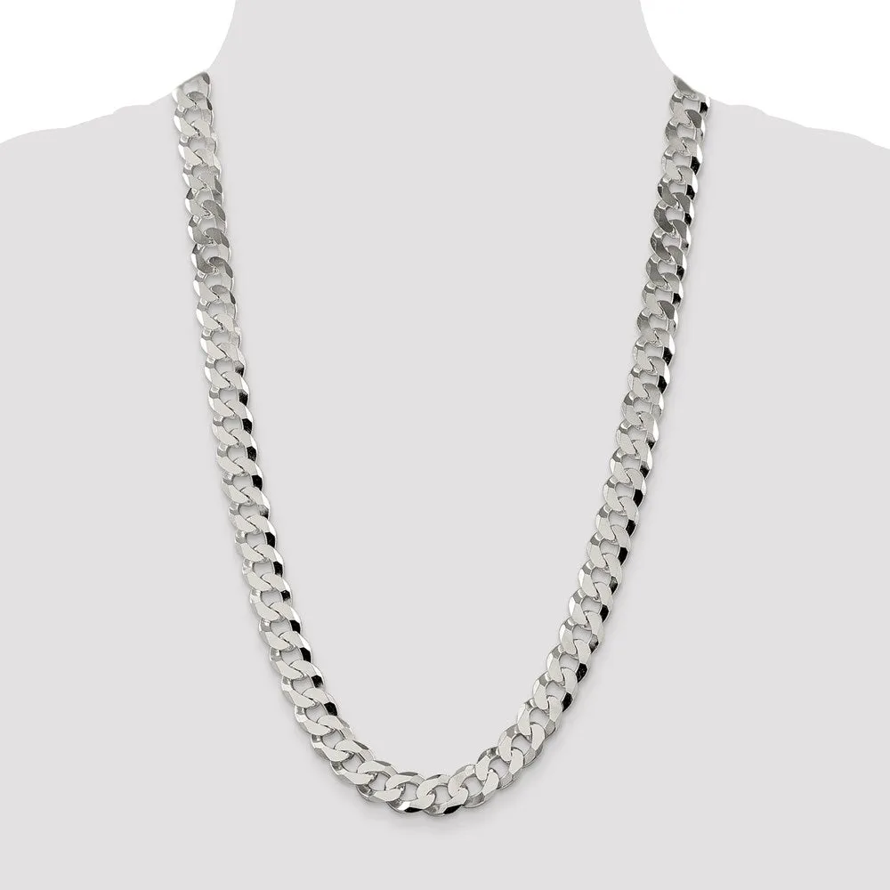 Sterling Silver 12.3mm Beveled Curb Chain
