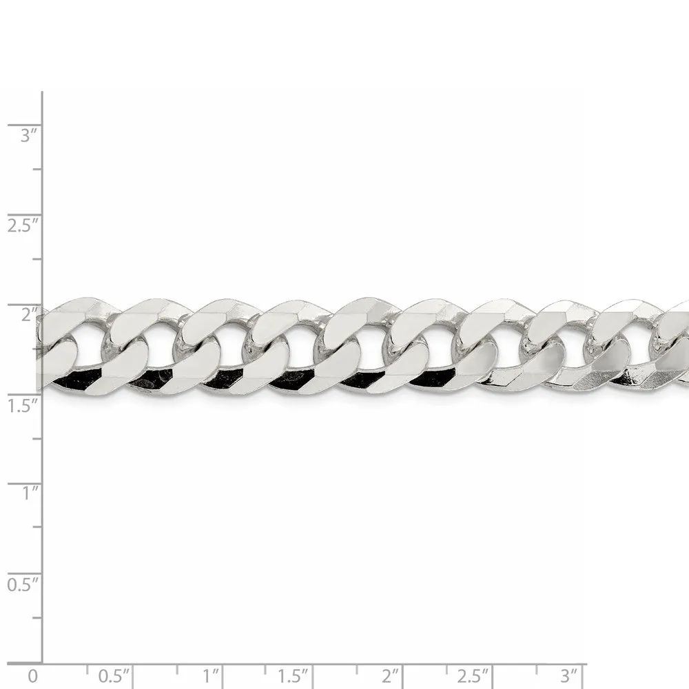 Sterling Silver 14mm Beveled Curb Chain