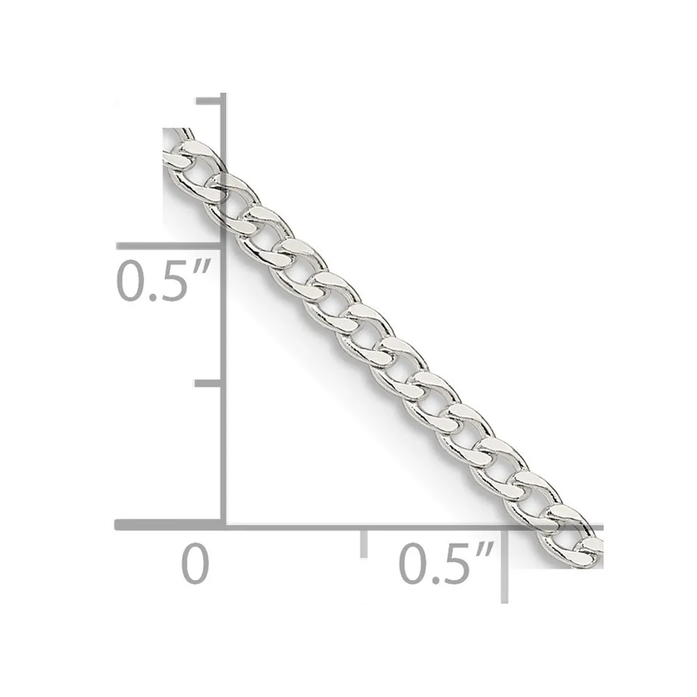 Sterling Silver 2.3mm Beveled Curb Chain