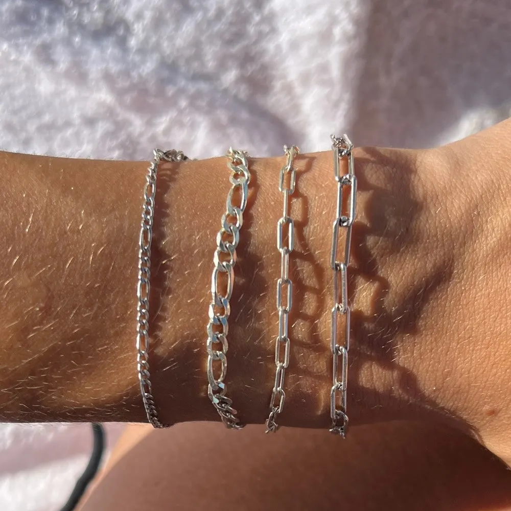 Sterling Silver 2MM Figaro Chain Bracelet