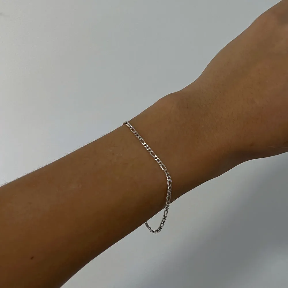 Sterling Silver 2MM Figaro Chain Bracelet