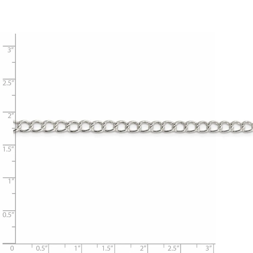 Sterling Silver 4.5mm Half round Wire Open Curb Chain
