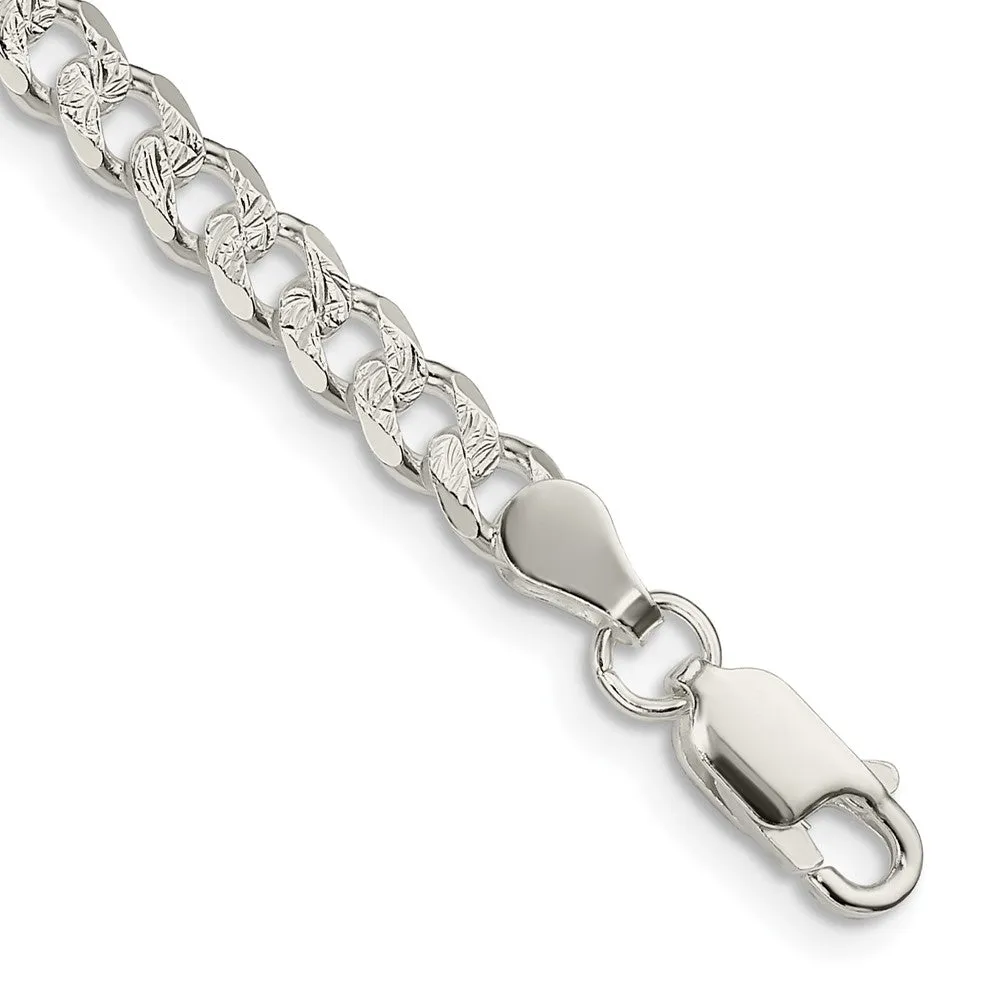 Sterling Silver 4.5mm Pav� Curb Chain