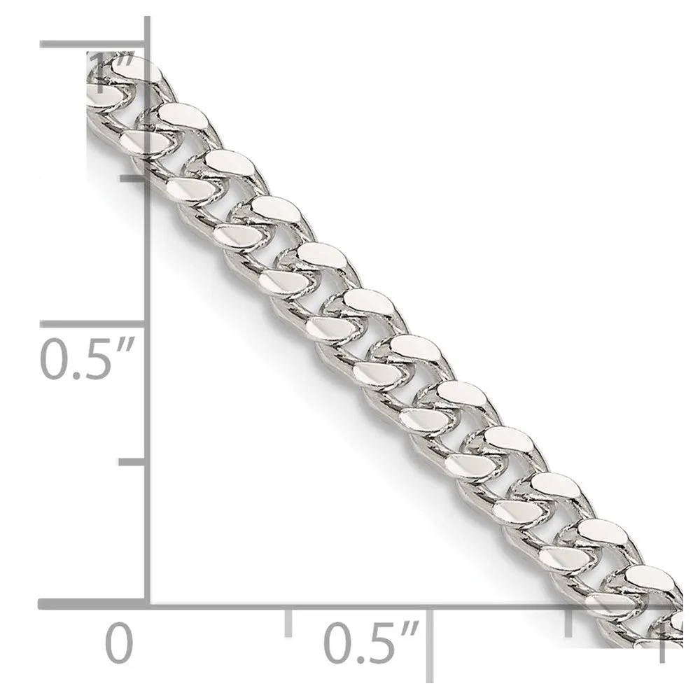 Sterling Silver 4mm Domed w/ Side Dimond-cut Curb Chain