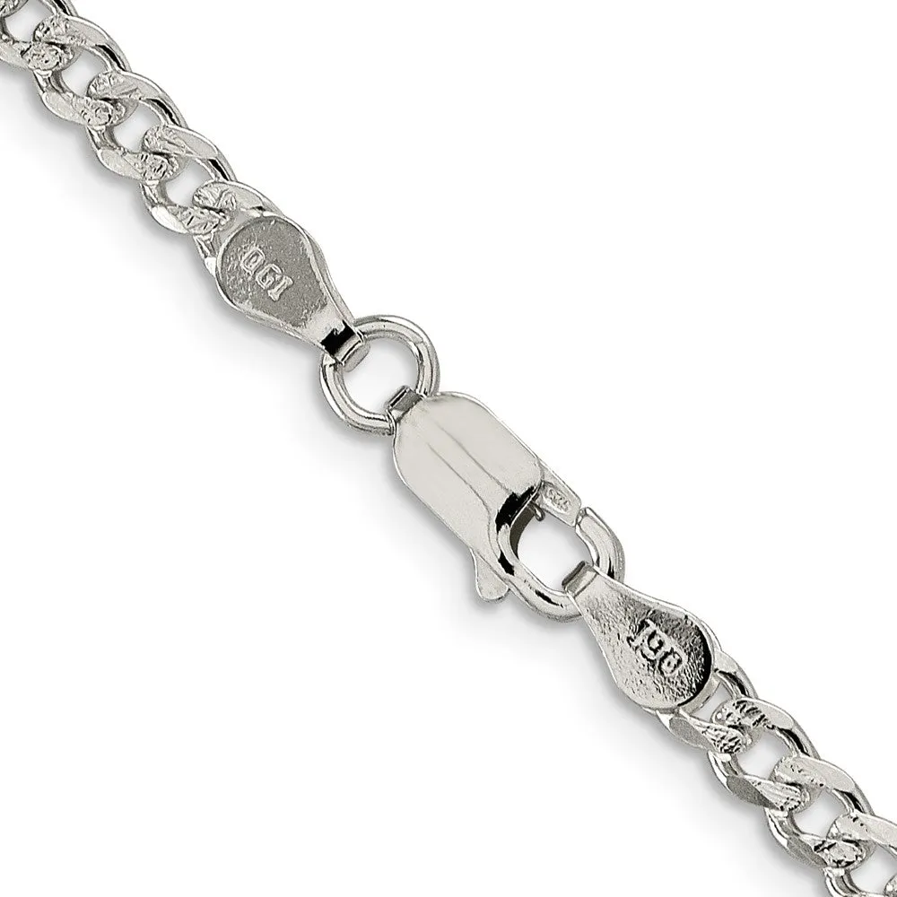 Sterling Silver 4mm Pav� Curb Chain
