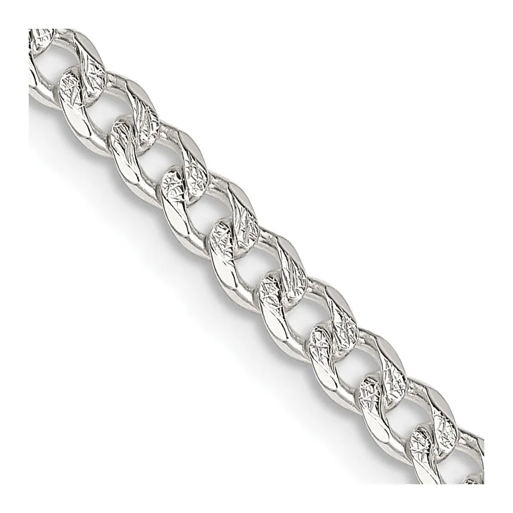 Sterling Silver 4mm Pav� Curb Chain