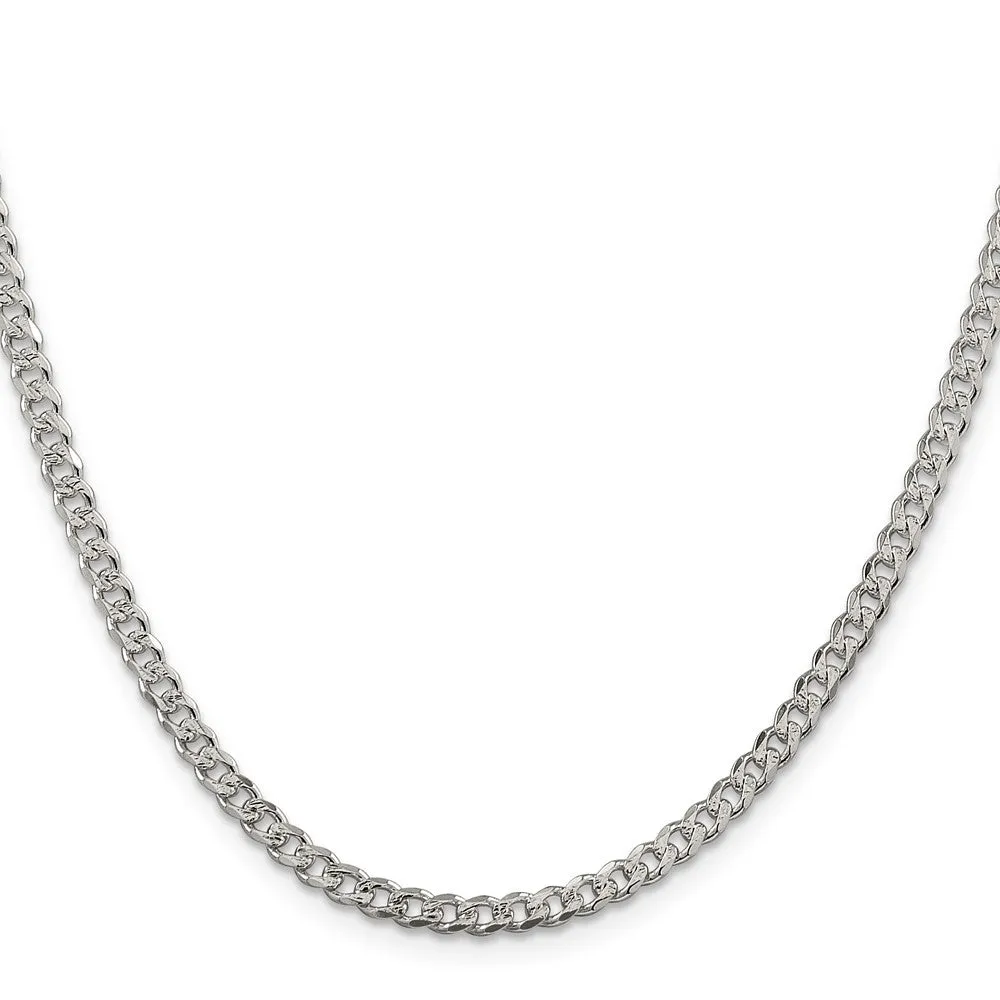 Sterling Silver 4mm Pav� Curb Chain