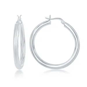 Sterling Silver 4x40mm High-Polished Hoop Earrings (92159)