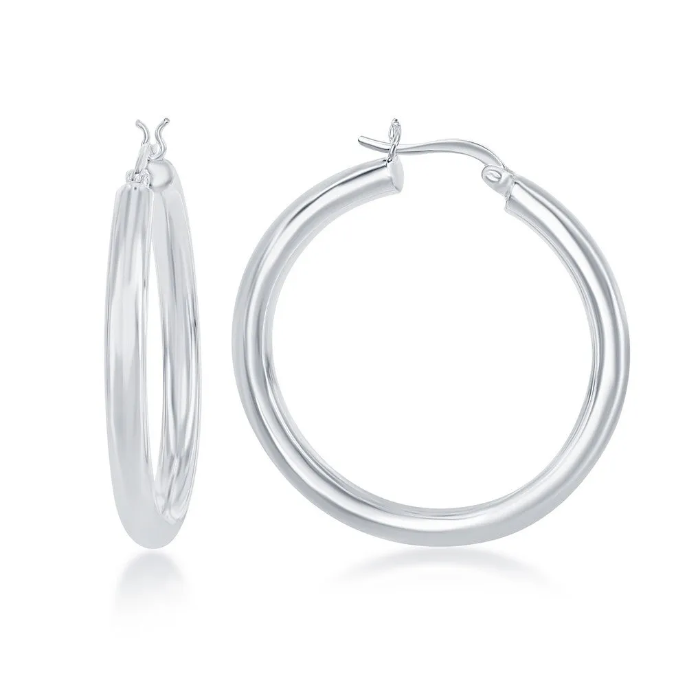Sterling Silver 4x40mm High-Polished Hoop Earrings (92159)