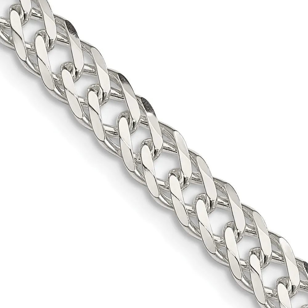Sterling Silver 5.25mm 6 Side Dimond-cut Flat Double Curb Chain