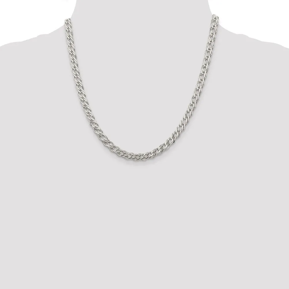 Sterling Silver 5.25mm 6 Side Dimond-cut Flat Double Curb Chain