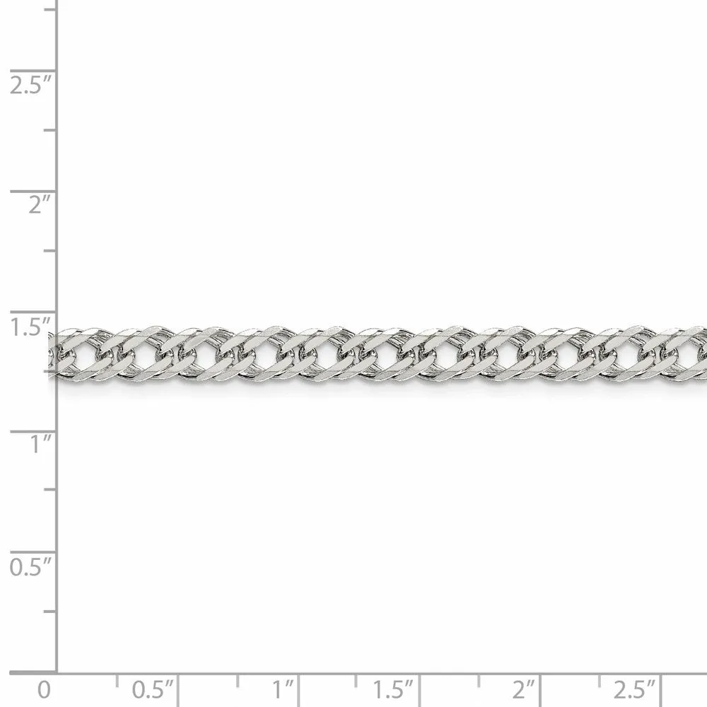 Sterling Silver 5.25mm 6 Side Dimond-cut Flat Double Curb Chain