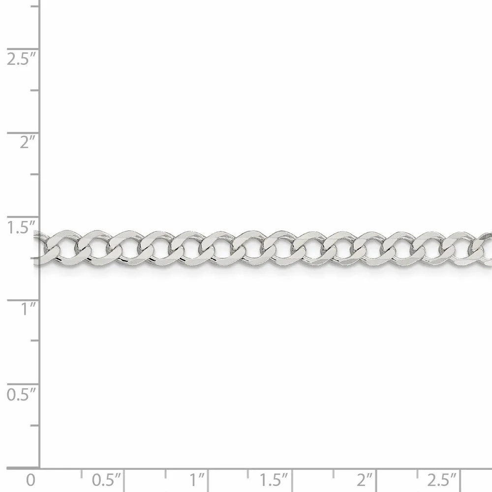 Sterling Silver 5.3mm Semi-solid Flat Curb Chain