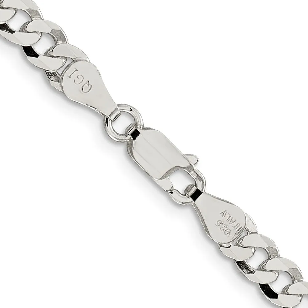 Sterling Silver 5mm Beveled Curb Chain