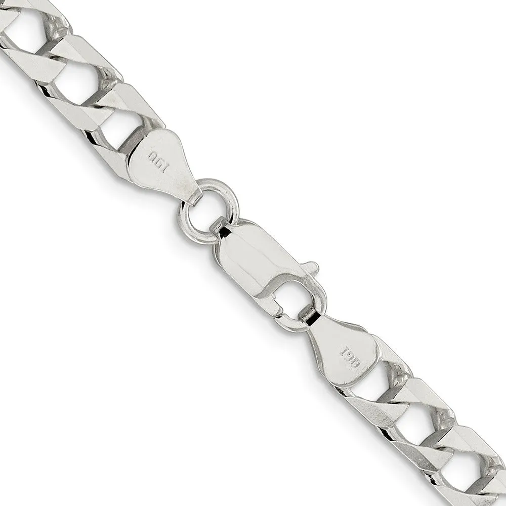 Sterling Silver 6.25mm Flat Open Curb Chain