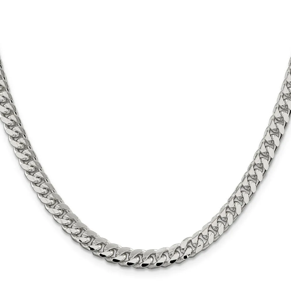 Sterling Silver 6mm Domed w/ Side Dimond-cut Curb Chain