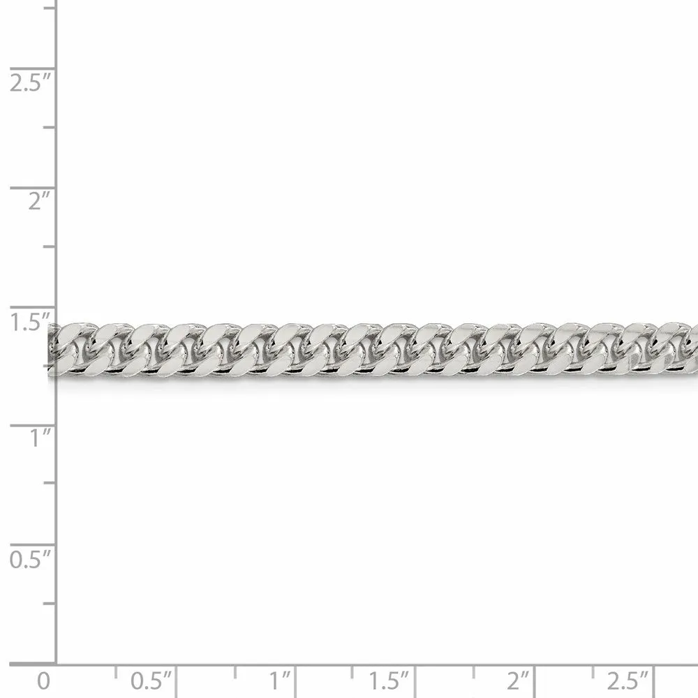Sterling Silver 6mm Domed w/ Side Dimond-cut Curb Chain