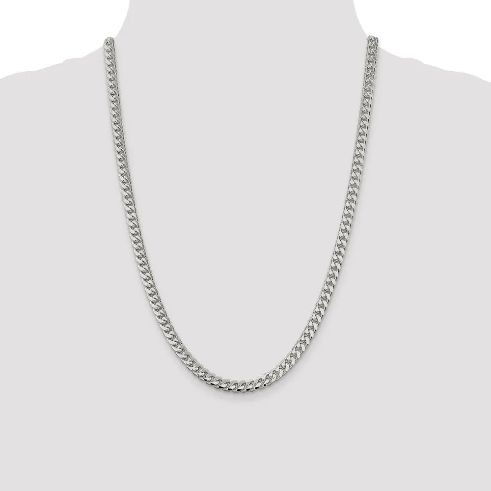 Sterling Silver 6mm Domed w/ Side Dimond-cut Curb Chain
