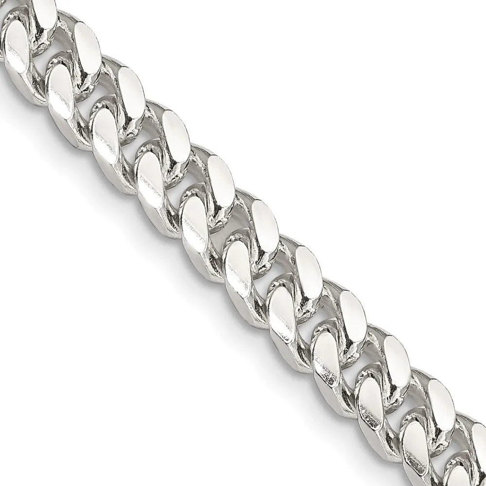 Sterling Silver 6mm Domed w/ Side Dimond-cut Curb Chain