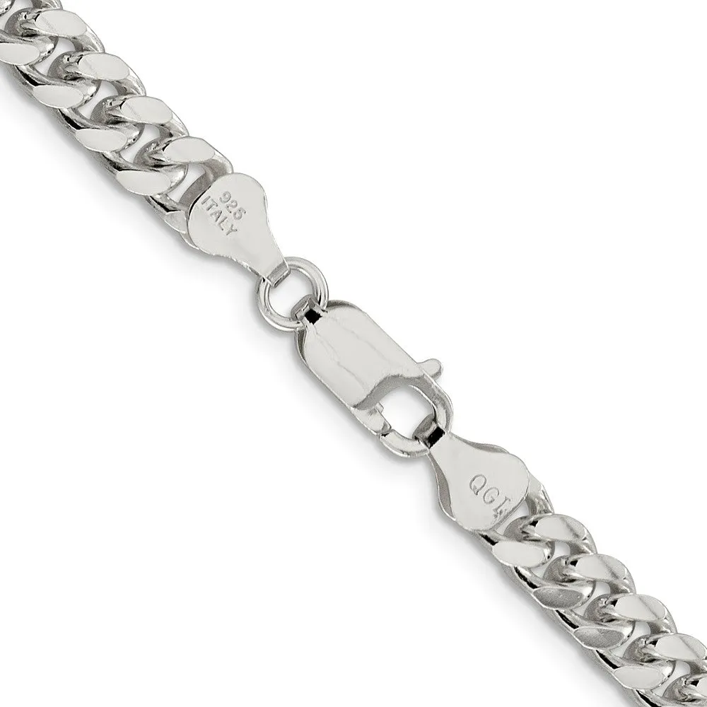 Sterling Silver 6mm Domed w/ Side Dimond-cut Curb Chain