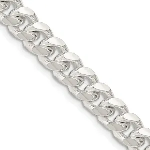 Sterling Silver 7.35mm Domed w/ Side Dimond-cut Curb Chain