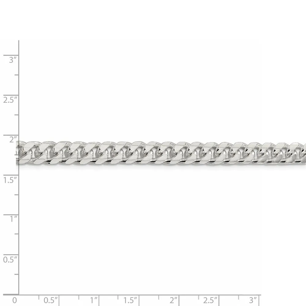 Sterling Silver 7.35mm Domed w/ Side Dimond-cut Curb Chain
