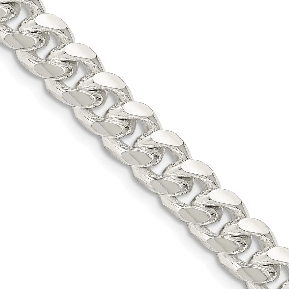 Sterling Silver 7.35mm Domed w/ Side Dimond-cut Curb Chain
