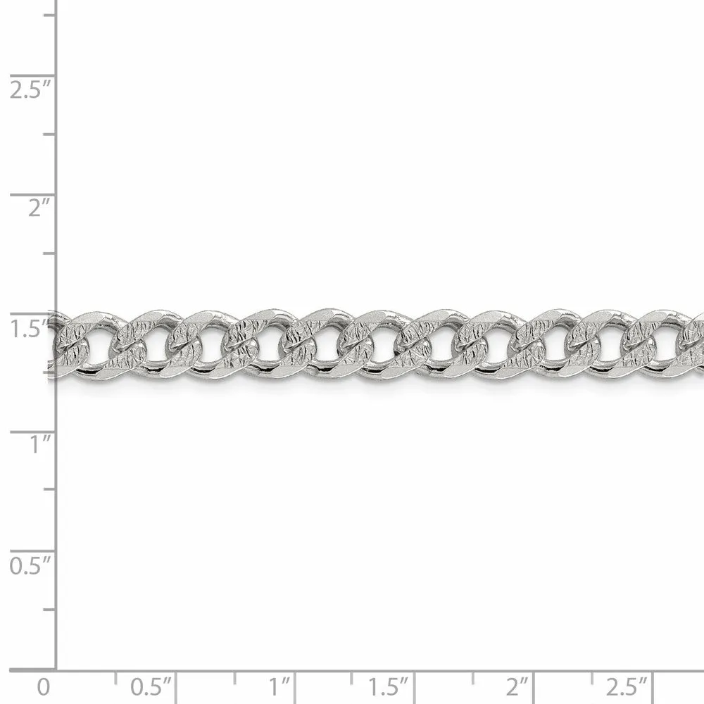 Sterling Silver 7.5mm Pav� Curb Chain