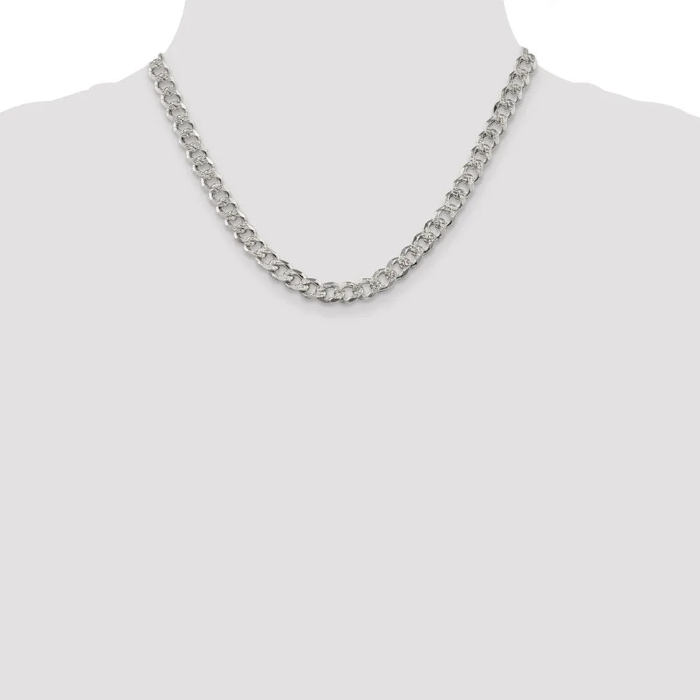 Sterling Silver 7.5mm Pav� Curb Chain