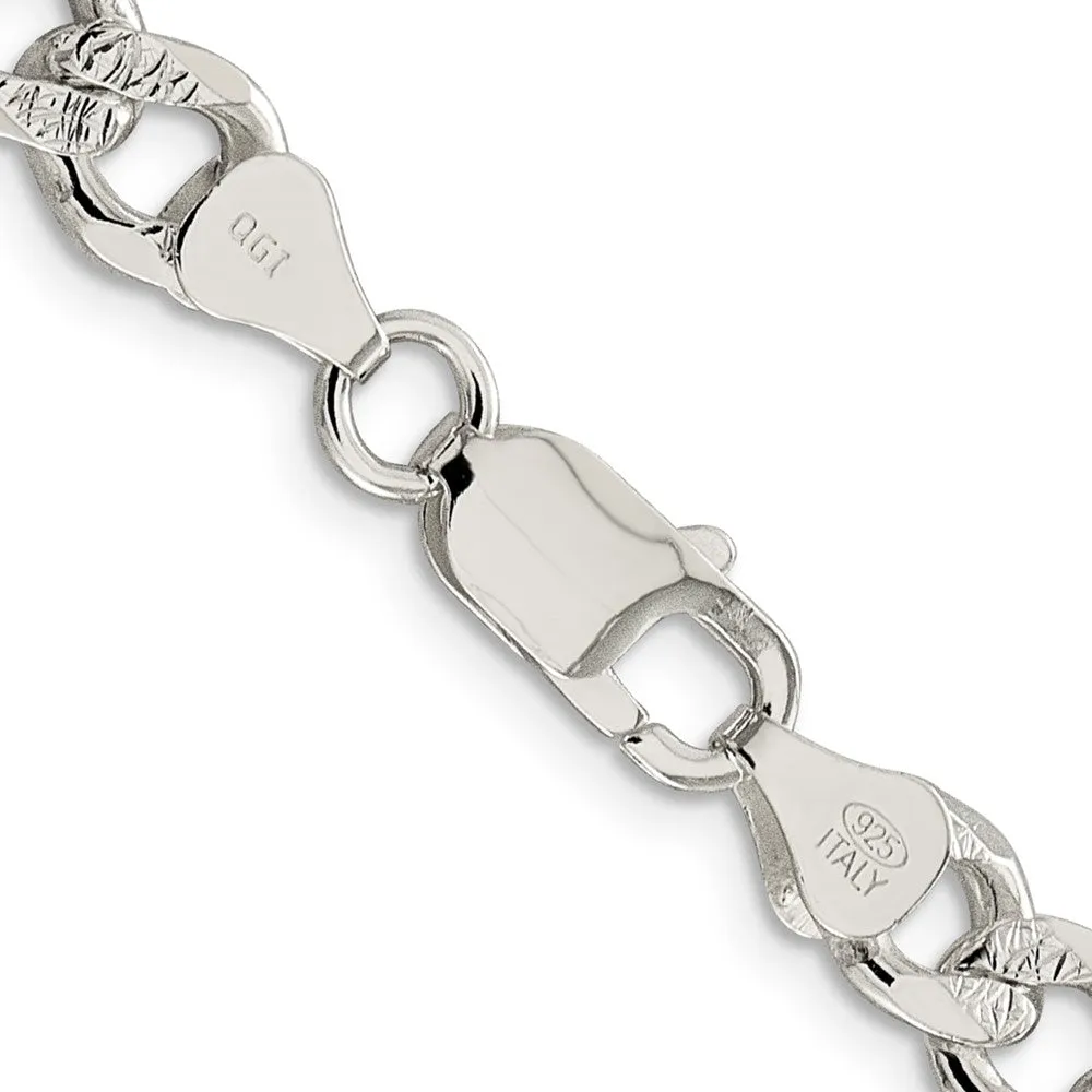 Sterling Silver 7.5mm Pav� Curb Chain